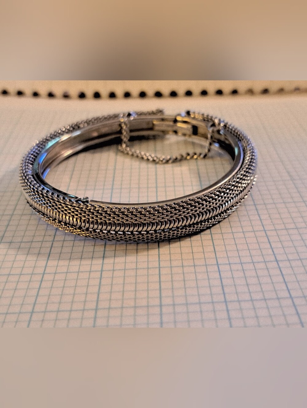 Silver Multi-Strand Mesh Bracelet With Safety Clasp